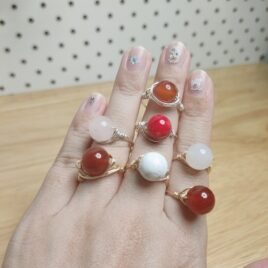 Large round gemstone wire wrapped ring