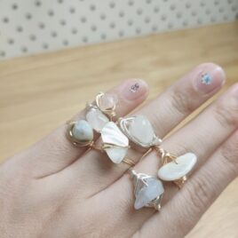 Large chip gemstone Wire wrapped ring