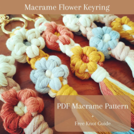 Macrame Flower Keyring + Free Beginner Knot Guide / PDF Pattern / Degital Download/ DIY